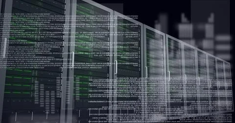 Composition of data processing over computer servers Ilustração Stock