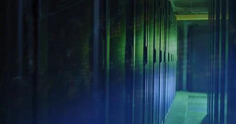 Composition of data processing over computer servers and copy space Stock Illustration