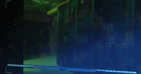 Composition of data processing over computer servers and copy space Stock Illustration