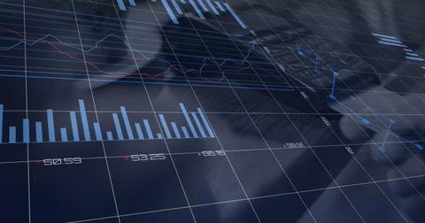 Composition of data processing over man paying with credit card over payment Stock Illustration