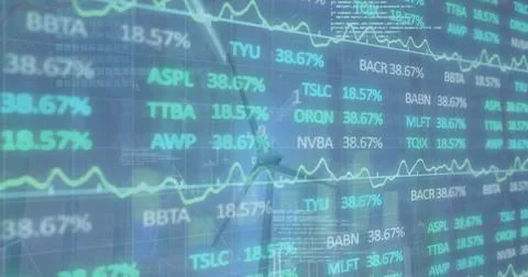 Composition of data processing over wind turbine Ilustração Stock