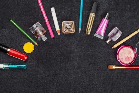 Composition of decorative cosmetics Stock Photos
