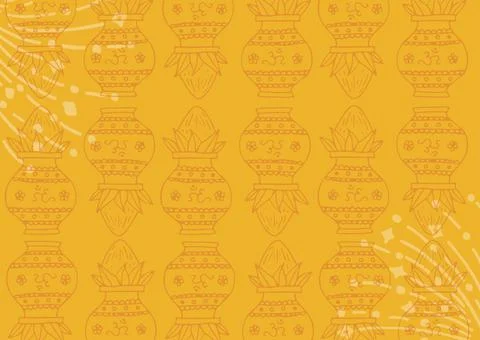 Composition of decorative urn design repeated with line and dot elements on イラスト素材