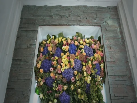 Composition with Different Flowers. Inside Window Interior Wedding Decoration Видео 70986415