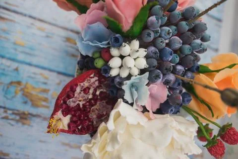 Composition of different flowers in a pot Stock Photos