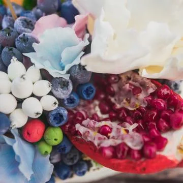 Composition of different flowers in a pot Stock Photos
