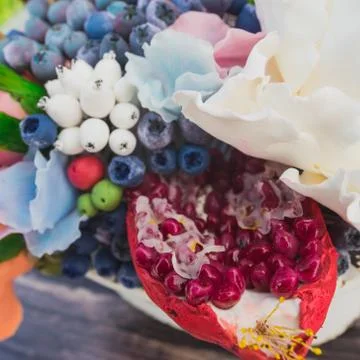 Composition of different flowers in a pot Stock Photos