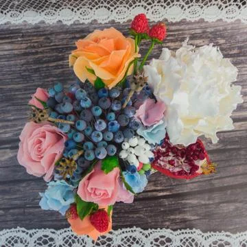 Composition of different flowers in a pot 스톡 사진