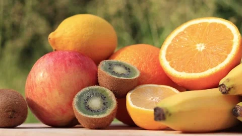 Composition of different fruits stacked together. Summer Stock Footage 200110350
