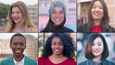 Composition of different multi-ethnicity girls Video stock 151501643