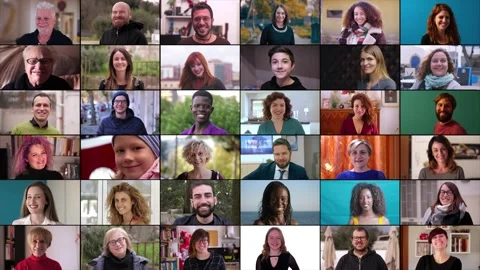 Composition of different people smiling at camera - joy, happiness Stock Footage 226357712