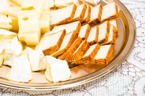 Composition with different sorts of cheeses 写真素材