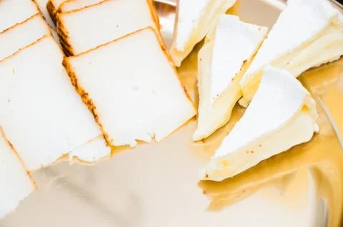 Composition with different sorts of cheeses Stock Photos