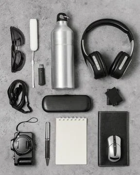 Composition different traveling elements 3 Stock Photos