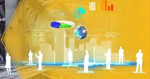 Composition of digital icons, data processing and computer server Stock Illustration