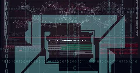 Composition of dna strand and binary coding data processing Stock Photos