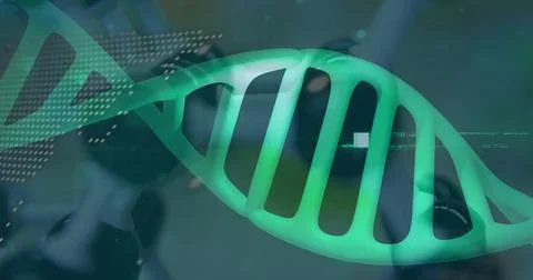 Composition of dna strand and data processing Stock Illustration