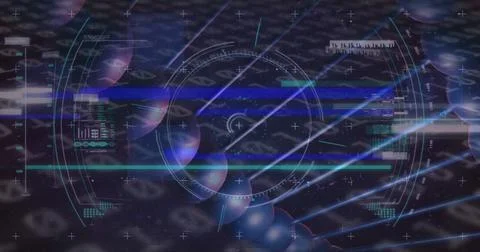 Composition of dna strand over binary coding data processing Illustrazione stock