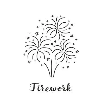 Composition of doodle fireworks. Stock Illustration