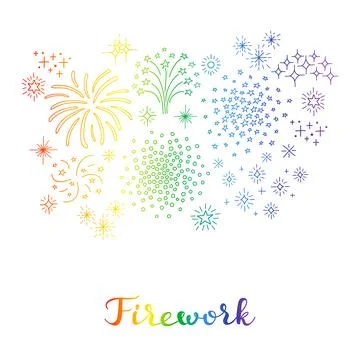 Composition of doodle fireworks. Stock Illustration