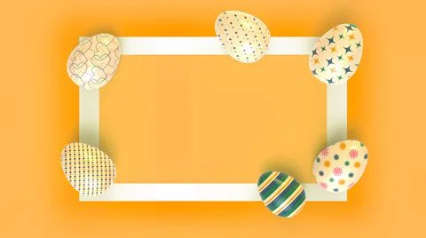 Composition of easter egg with frame 3d image Stock Illustration