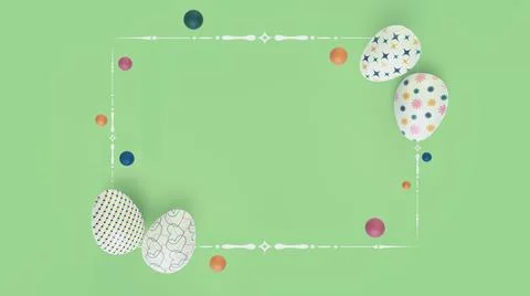 Composition of easter egg with frame 3d image Stock Illustration
