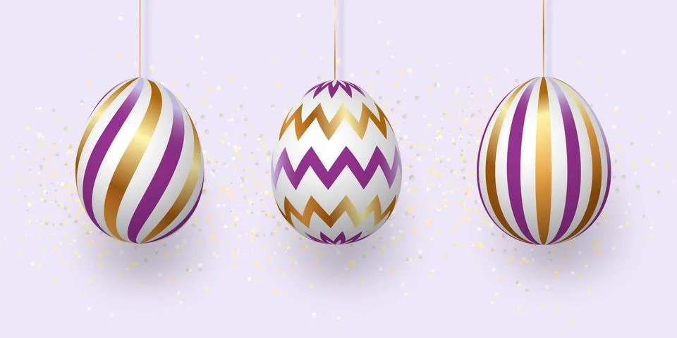 Composition of Easter eggs. Festive background On a light background. Stock Illustration