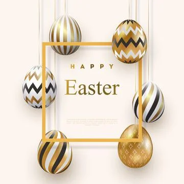 Composition of Easter eggs. Festive background On a light background, white Stock Illustration
