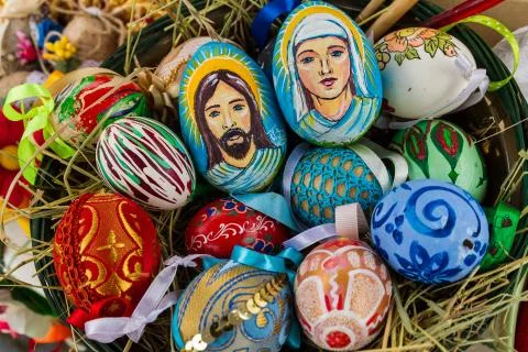 Composition of Easter eggs Stock Photos