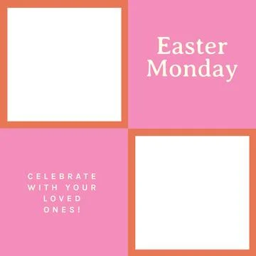 Composition of easter monday text and copy space on multi coloured background Stock Illustration