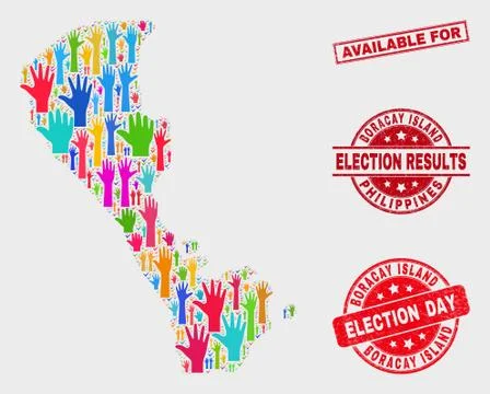 Composition of Election Boracay Island Map and Grunge Available For Stamp Stock Illustration