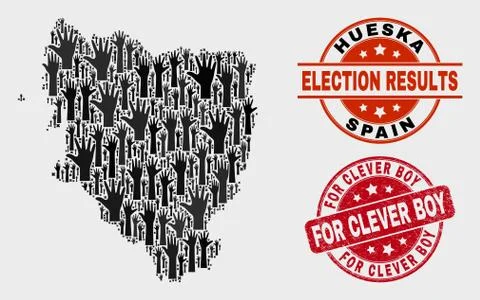 Composition of Election Hueska Province Map and Scratched For Clever Boy Stamp Stock Illustration