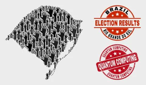 Composition of Election Rio Grande Do Sul State Map and Scratched Quantum Stock-Illustration