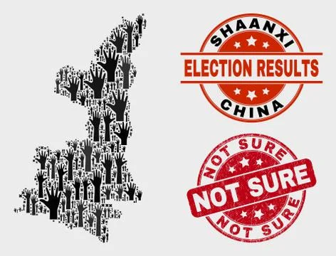 Composition of Election Shaanxi Province Map and Distress Not Sure Stamp Stock Illustration