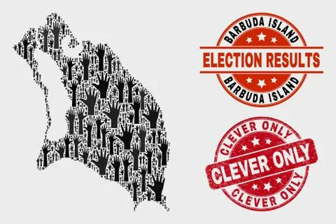 Composition of Electoral Barbuda Island Map and Grunge Clever Only Seal Stock Illustration