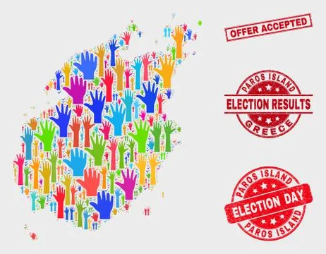 Composition of Electoral Paros Island Map and Distress Offer Accepted Watermark Stock Illustration