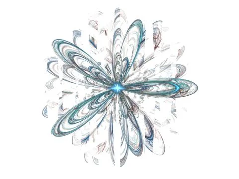 Composition of electron orbits and fractal pattern on the subject of science Illustrazione stock