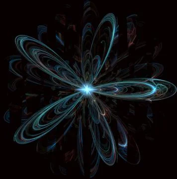 Composition of electron orbits and fractal pattern on the subject of science 스톡 일러스트