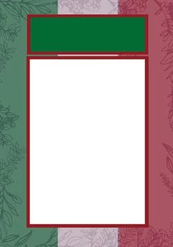 Composition of empty menu over flower drawings on colourful background Ilustração Stock