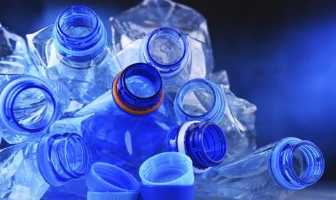 Composition with empty mineral water bottles. Plastic waste Stock Photos
