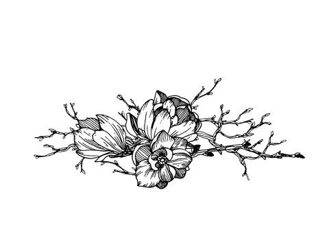 Composition in engraving style Stock Illustration