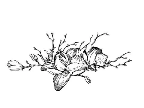 Composition in engraving style Stock Illustration