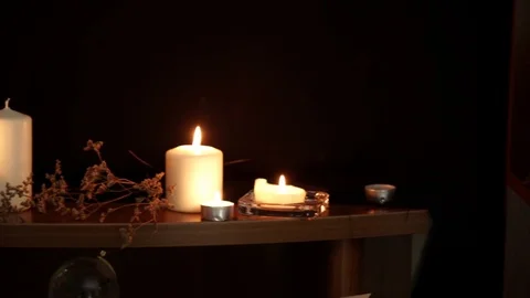 Composition of esoteric objects for healing and purifying on a black background. Stock Footage 108023543