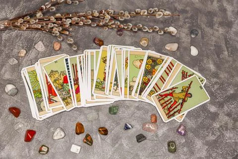 Composition of esoteric objects, used for healing. Fortune-telling. Foto stock