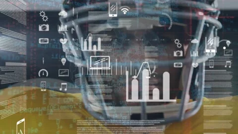 Composition of exploding data processing over cityscape 库存影片 330779975