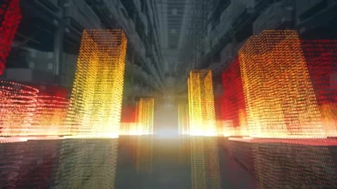 Composition of exploding human bust formed with binary coding and server 動画素材 328651398