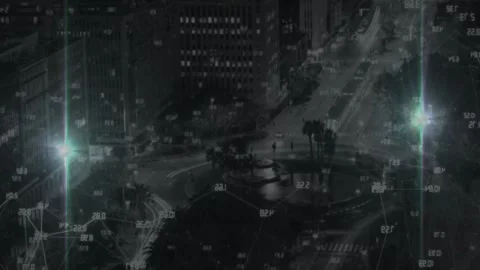 Composition of exploding human bust screens and data processing 動画素材 329706891