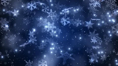 Composition of falling snowflakes and snowfall against a dark night backgroun Stock Illustration