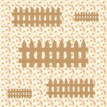 Composition of fences in flowers Stock Illustration