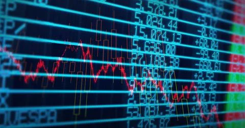 Composition of financial data processing on black background Ilustração Stock